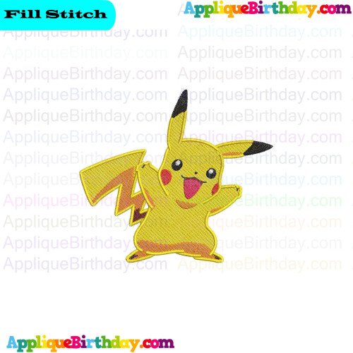 Pikachu Pokemon 5 Fill Embroidery Design
