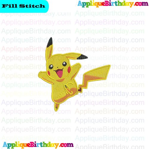 Pikachu Pokemon 6 Fill Embroidery Design