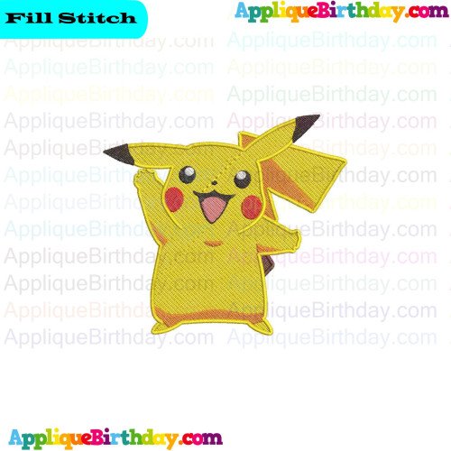 Pikachu Pokemon 7 Fill Embroidery Design