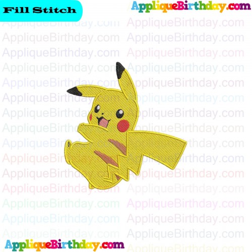 Pikachu Pokemon 8 Fill Embroidery Design