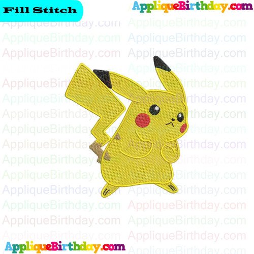 Pikachu Pokemon 9 Fill Embroidery Design