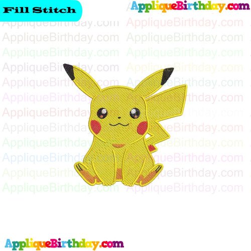 Pikachu Pokemon Fill Embroidery Design