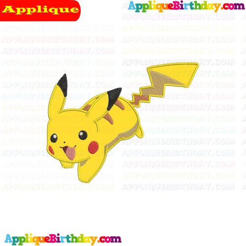Pikachu Running Pokemon Applique Design