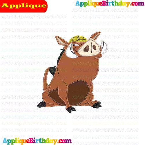 Pumbaa With Hat Timon and Pumbaa Applique Design