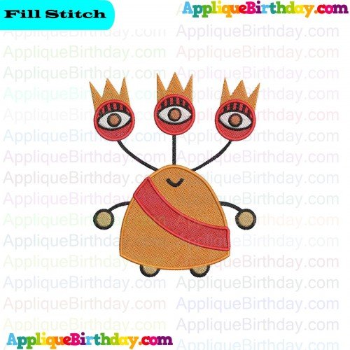 Queen Happy Monster Band Fill Embroidery Design