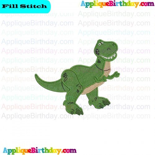 Rex Tyrannosaurus Green Dinosaur Toy Story Fill Embroidery Design