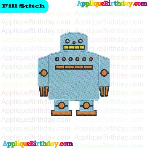 Robot Happy Monster Band Fill Embroidery Design