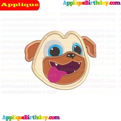 Rolly Dog Face Smiley and Happy Applique Design