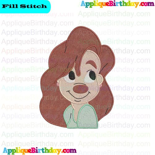 Roxanne Face Goof Troop Fill Embroidery Design