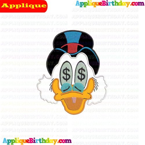 Scrooge Face Money Ducktales Applique Design