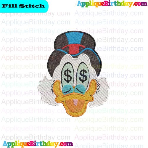 Scrooge Face Money Ducktales Fill Embroidery Design