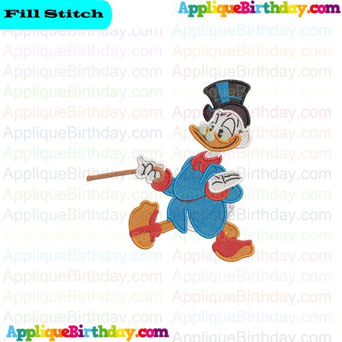 Scrooge on a walk with his cane Ducktales Fill Embroidery Design