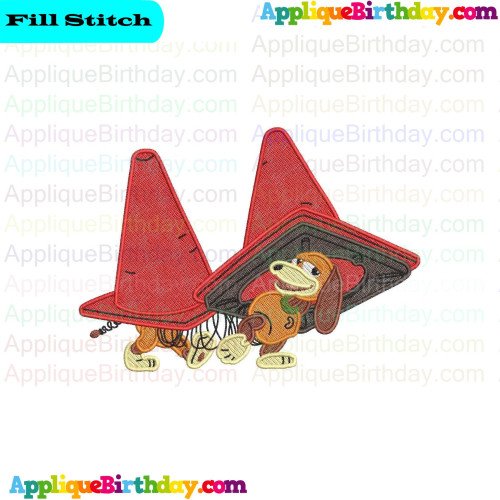 Slinky Dog under traffic cone Toy Story Fill Embroidery Design