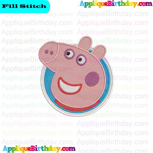 Smiley Pig in Circle Peppa Pig Fill Embroidery Design