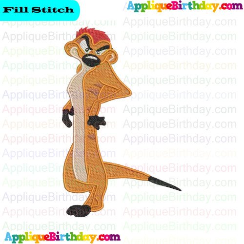 Timon Standing up Timon and Pumbaa Fill Embroidery Design