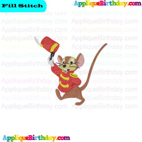 Timothy Mouse Say Hi 2 Dumbo Fill Embroidery Design