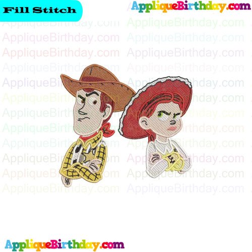 Woody and Jessie They Threaten Toy Story Fill Embroidery Design