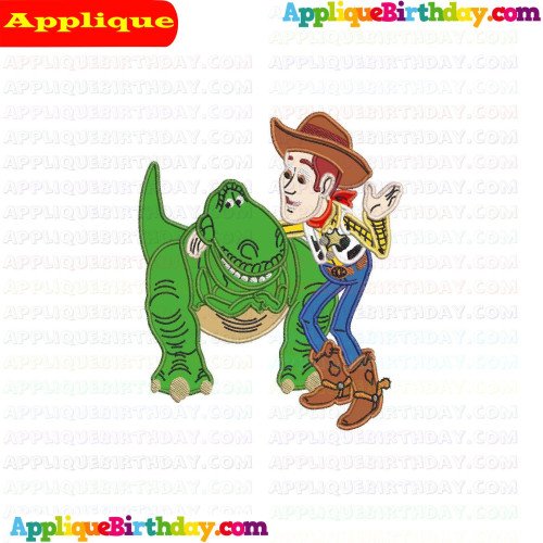 Woody and Rex Green Dinosaur Toy Story Applique Design